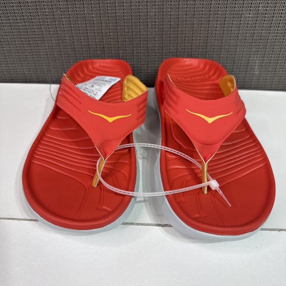 MEN'S 9 HOKA ONE ONE ORA RECOVERY FLIP FLOPS Fiesta Amber Yellow Sandals Thongs - Picture 2 of 7